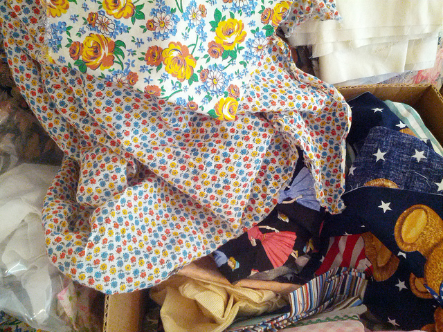 The trove of treasures known as my mother's fabric stash. 