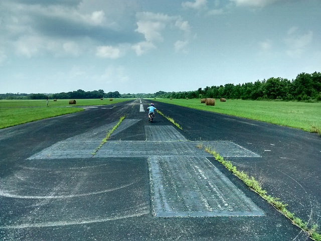 Bike riding at an airstrip
