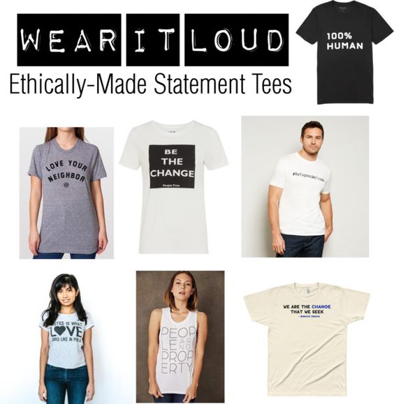 A selection of ethically made, graphic t-shirts
