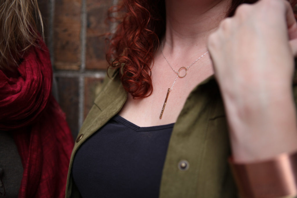 Mixed Metal Lariat Necklace. Photo by Elaine Akin. 