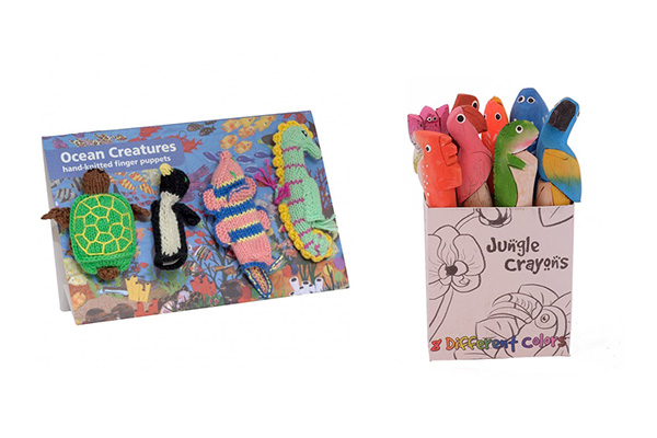 Finger puppets and crayons