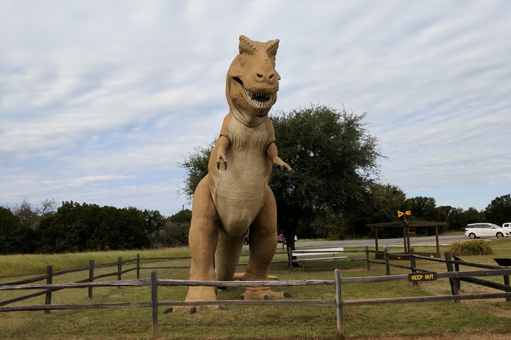 A dinosaur statue